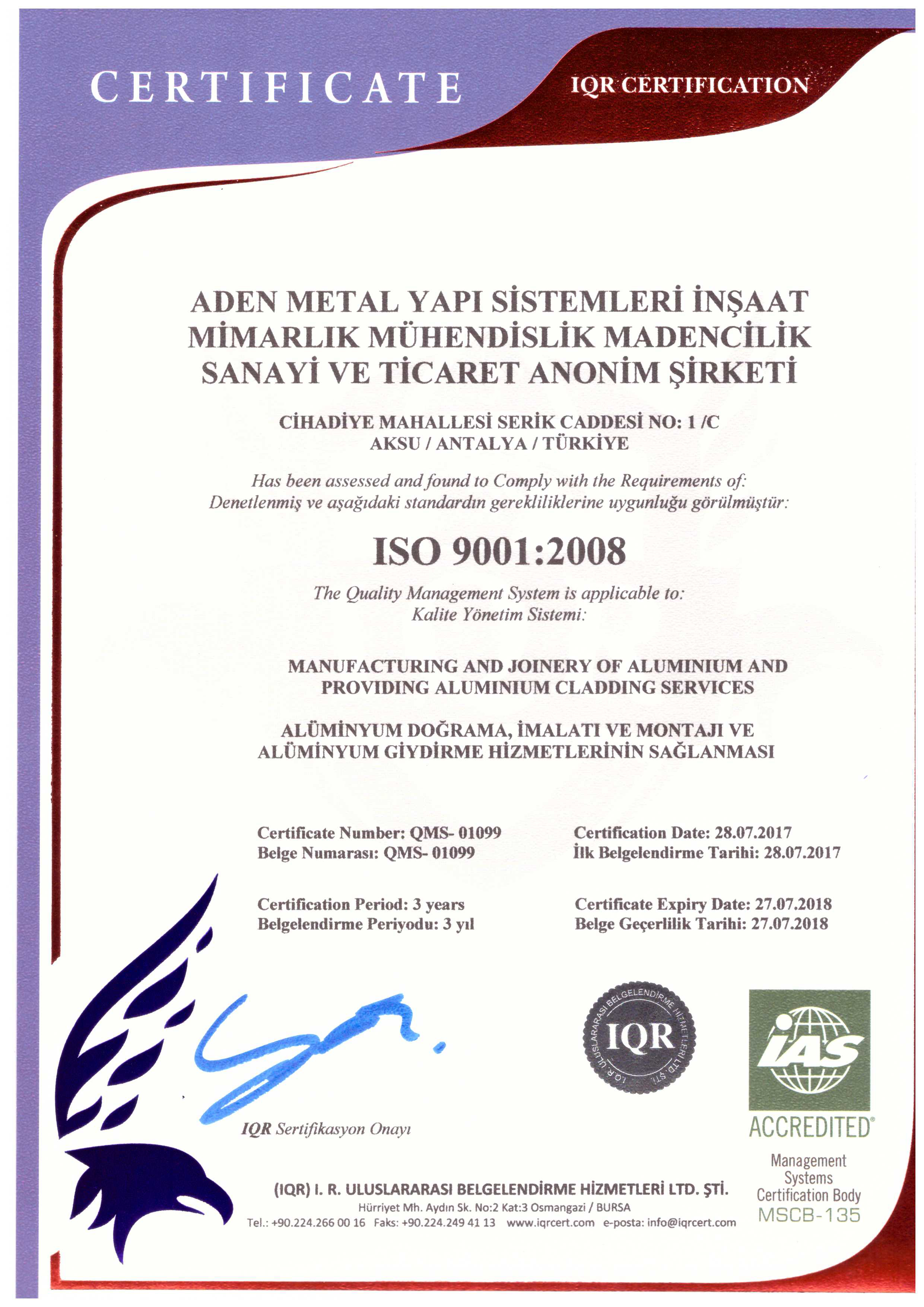 ISO 9001 Certificate